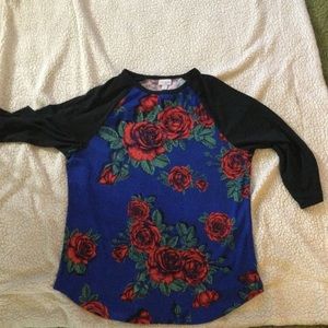 LulaRoe rose print Randy long sleeved shirt